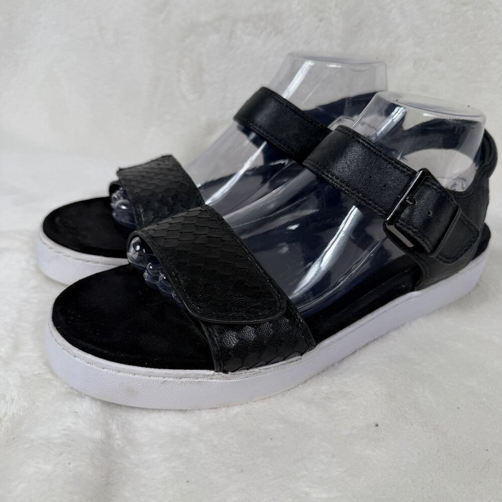 Vionic Black Leather Women’s Platform Sandals Size 10 Adjustable Buckle Comfort